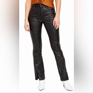 Free People Real Deal Black Vegan Leather Split Hem Pants Size 29